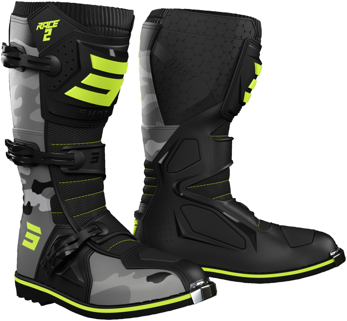 SHOT Race 2 Kids Bottes Jaune camo - Récréashop