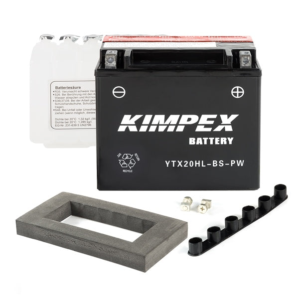 Kimpex High-Performance Maintenance-Free AGM Battery HTX20HL-BS-PW (12 V, 310 A CCA)