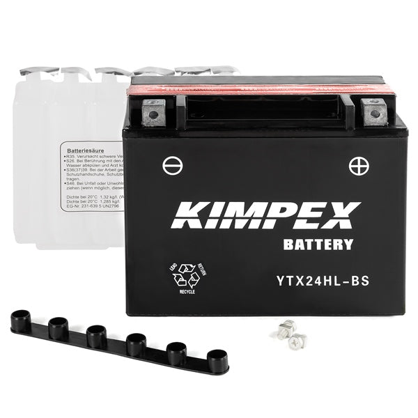 Kimpex High-Performance Maintenance-Free AGM Battery YTX24HL-BS (12 V, 350 A CCA)